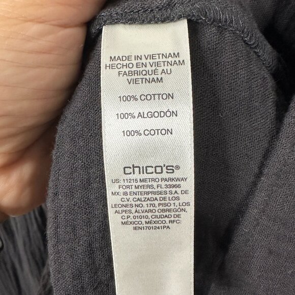 2/$30 Chico's Tiered Roll Gauze Midi Dress Black 8 #BAG2 - Picture 7 of 9